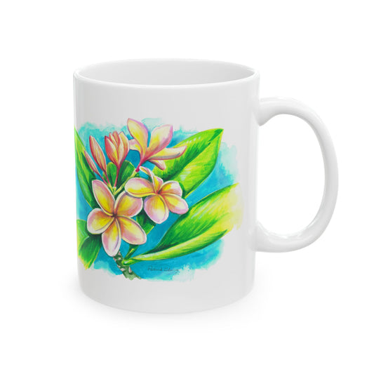 Plumeria Flowers Art Mug – Elegant & Functional Ceramic Mug 11 oz