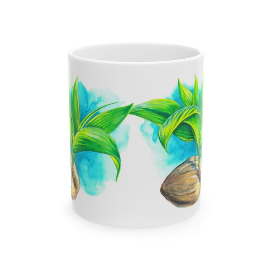 Keiki Coconut Art Mug – Elegant & Functional Ceramic Mug 11 oz